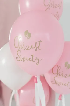 Balony Eco 33cm Chrzest Święty rumiany różowy