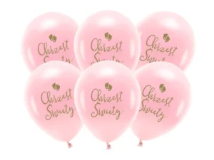 Balony Eco 33 cm Chrzest Święty rumiany różowy