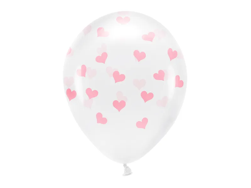 Balony Eco 33cm, Serca, Crystal Clear