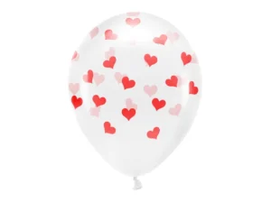 Balony Eco 33cm, Serca, Crystal Clear czerwone