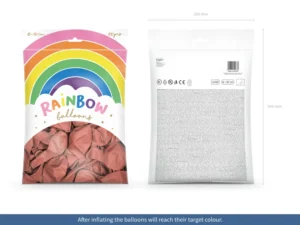 Balony Rainbow 30 cm metalizowane różowe złoto