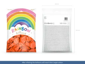 Balony Rainbow 30cm metalizowane, pomarańczowy