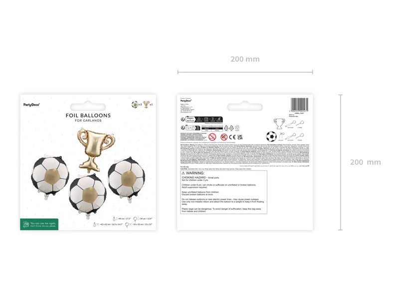 Balony foliowe do girland Puchar z piłkami, 33x33 cm i 34 cm, mix