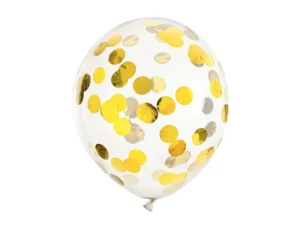 Balony z konfetti kółka 30 cm złoty