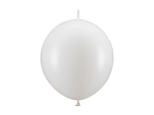 Balony z łącznikiem 28 cm Metallic Pure White