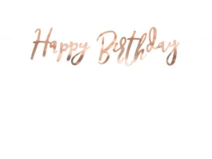 Baner Happy Birthday różowe złoto 16.5x62cm