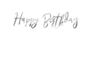 Baner Happy Birthday srebrny 16.5x62cm