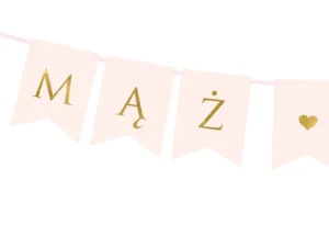 Baner Mąż Żona jasny różowy 15 x 110cm