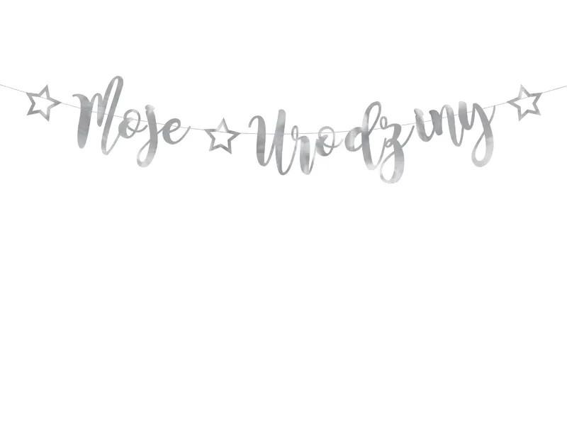 Baner Moje urodziny srebrny 16.5x90 cm