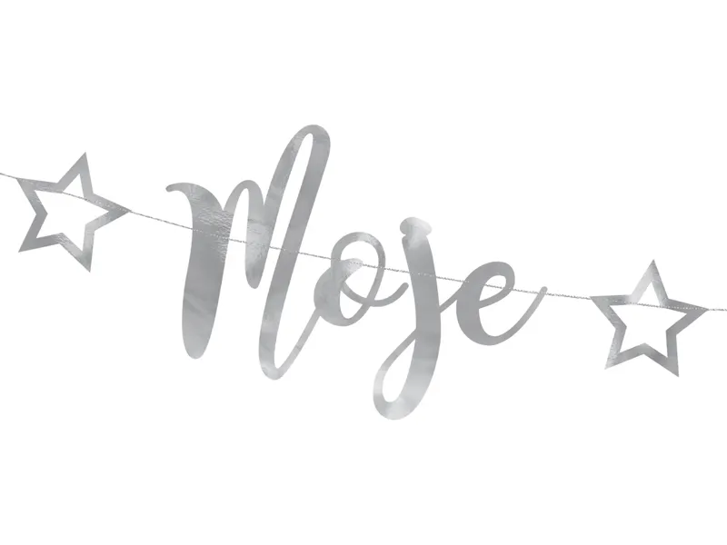 Baner Moje urodziny srebrny 16.5x90cm