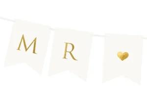 Baner Mr Mrs biały 15 x 85cm