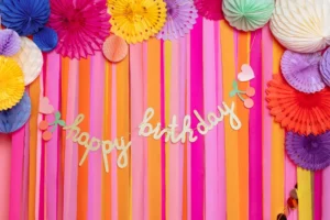 Baner papierowy Happy Birthday mix 100x18cm