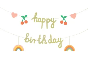 Baner papierowy Happy Birthday mix 100x18 cm