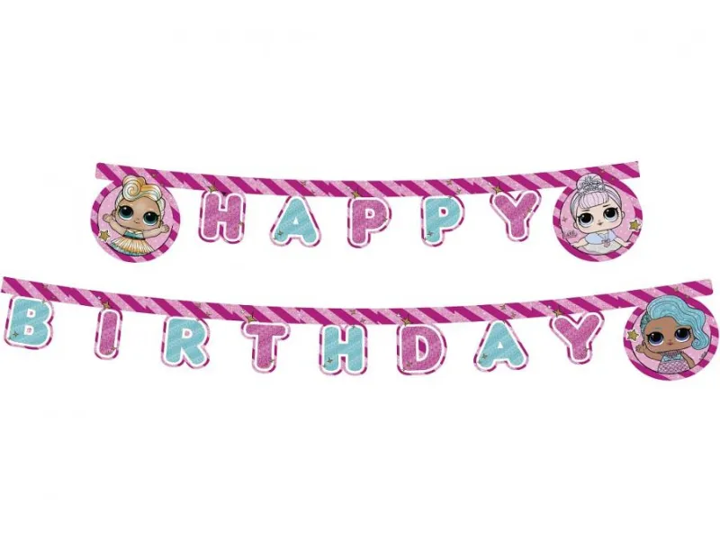 Banner Happy Birthday LOL Glitterati 210 cm