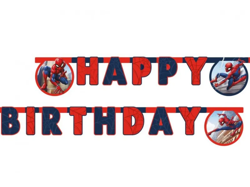 Banner Happy Birthday Spiderman Crime Fighter 200 cm