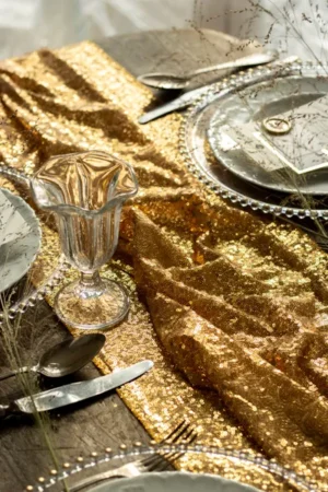 Bieżnik cekinowy, złoty 0.3 x 5 m