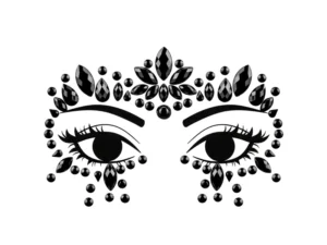 Dekoracja na twarz Kryształki czarne 15x9cm