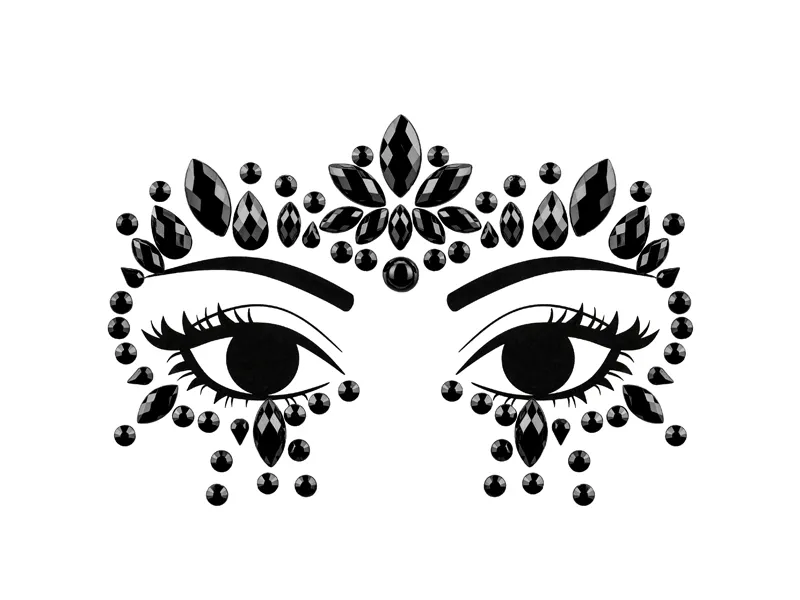 Dekoracja na twarz Kryształki czarne 15x9cm