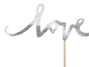 Dekoracje do muffinek Love srebrny 13cm