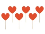 Dekoracje do muffinek Serca 11 cm (1 op. : 6 szt