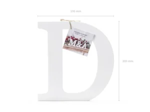 Drewniana litera D biała 19.5x20cm