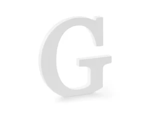 Drewniana litera G biała 19.5x20 cm