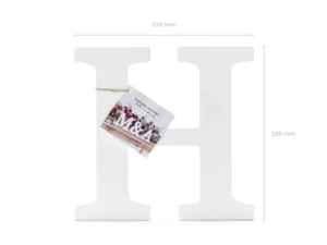 Drewniana litera H biały 21x20 cm