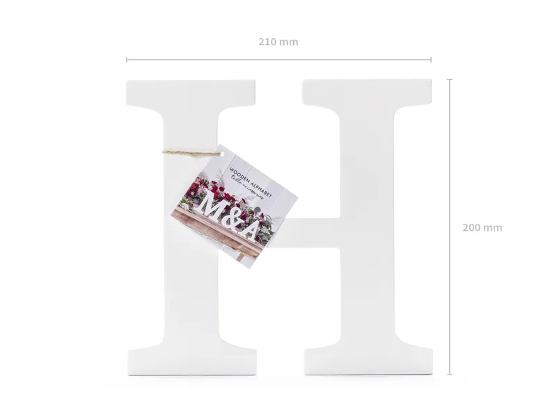 Drewniana litera H biały 21x20 cm