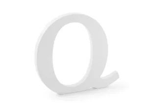 Drewniana litera Q biały 22.5x20.5 cm