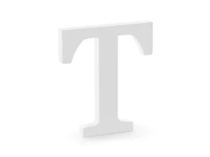 Drewniana litera T biała 17.5x20 cm