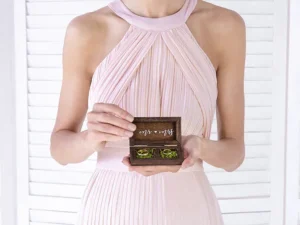 Drewniane pudełko na obrączki, 10x5.5 cm