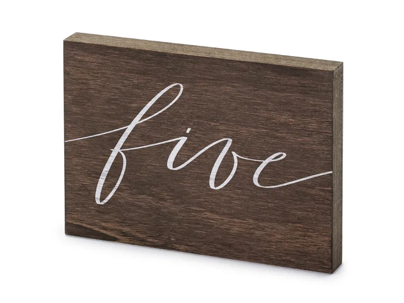 Drewniany numer na stół ''Five'' 2x18x12.5 cm