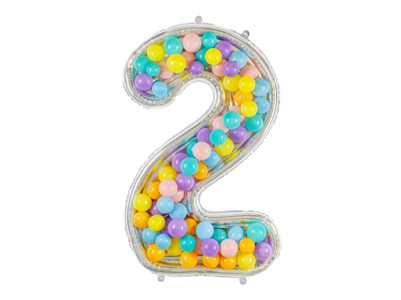 Forma Cyfra ''2'' dla balonów lateksowych 126cm srebrne błyszczące