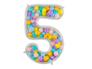 Forma Cyfra ''5'' dla balonów lateksowych 126cm srebrne błyszczące
