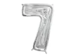Forma Cyfra ''7'' dla balonów lateksowych 126 cm srebrne błyszczące