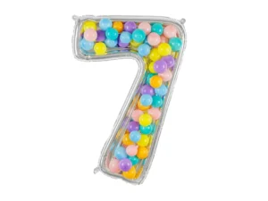 Forma Cyfra ''7'' dla balonów lateksowych 126cm srebrne błyszczące
