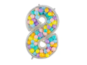 Forma Cyfra ''8'' dla balonów lateksowych 126cm srebrne błyszczące