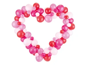 Girlanda balonowa ze stelażem Serce różowy, 160 cm
