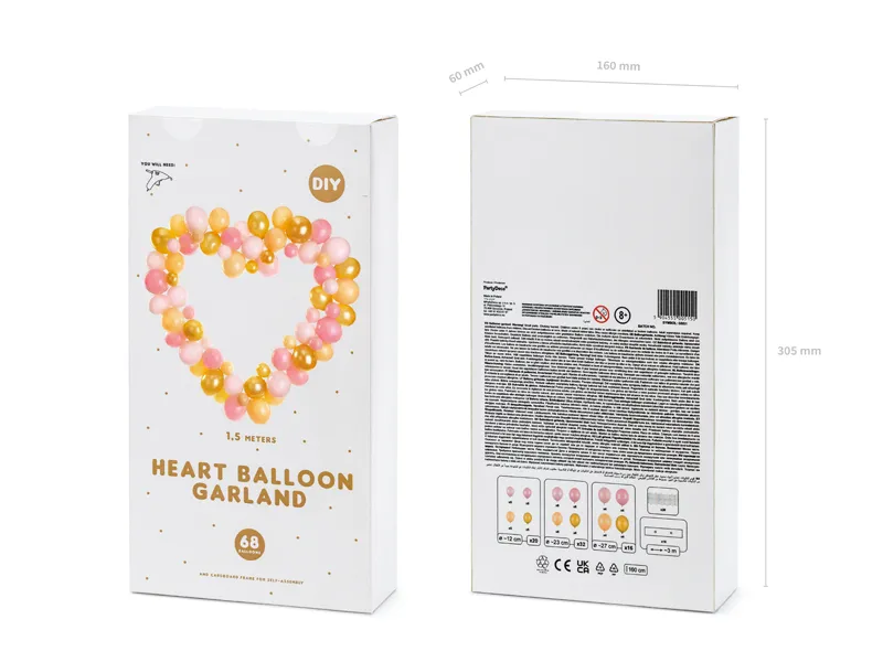 Girlanda balonowa ze stelażem Serce, różowy 160cm