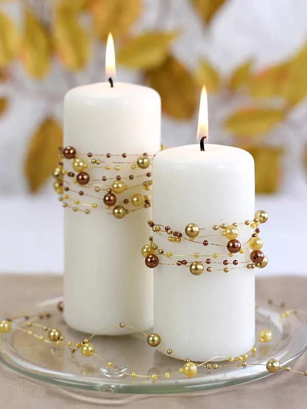 Girlandy perłowe złoty 1.3m