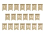 Jutowe numery na stół białe 7x10.5 cm