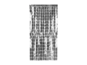 Kurtyna Party Kwadraty srebrny 100x200 cm