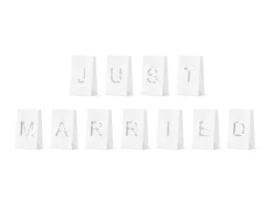 Lampiony torebki na świece Just Married 11.5x19x7cm