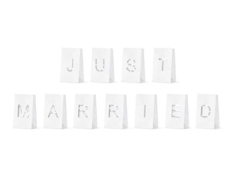 Lampiony torebki na świece Just Married 11.5x19x7cm