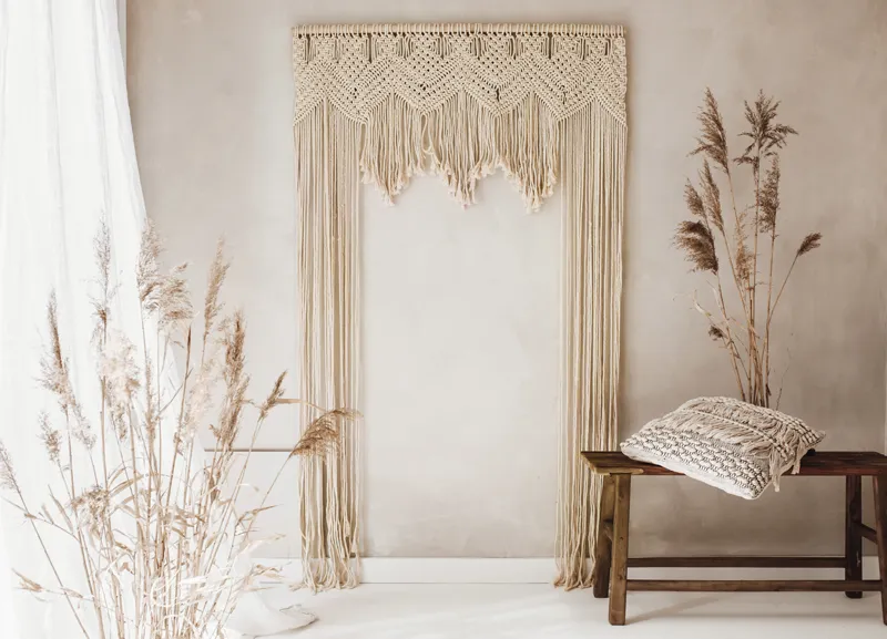 Makrama złamana biel, 104x182cm