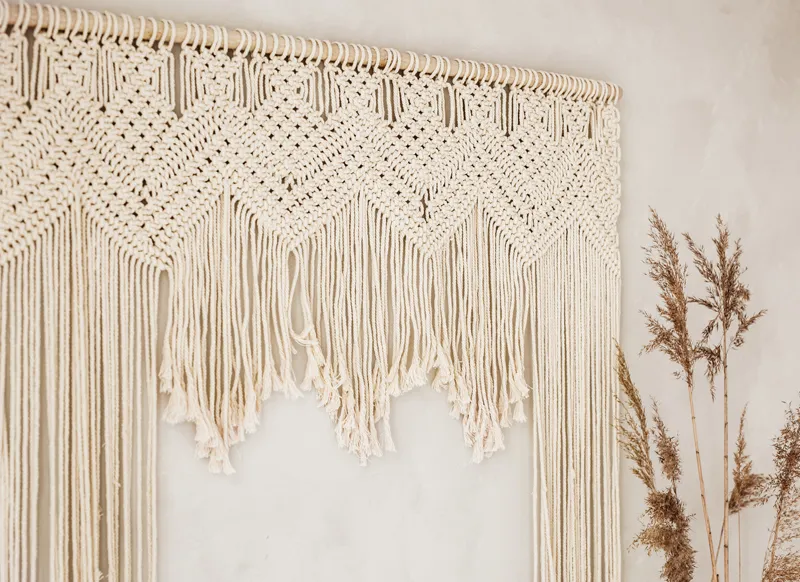 Makrama złamana biel, 104x182 cm