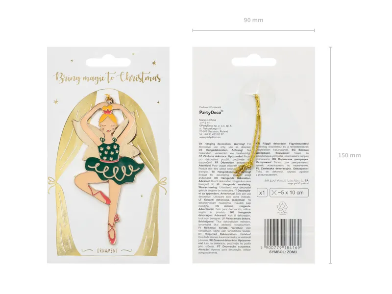 Metalowa zawieszka dekoracyjna Baletnica, mix 5x10 cm