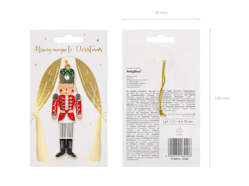 Metalowa zawieszka dekoracyjna Dziadek do orzechów mix, 3x10 cm