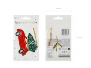 Metalowa zawieszka dekoracyjna Świąteczne Autko 9x6.5 cm, mix