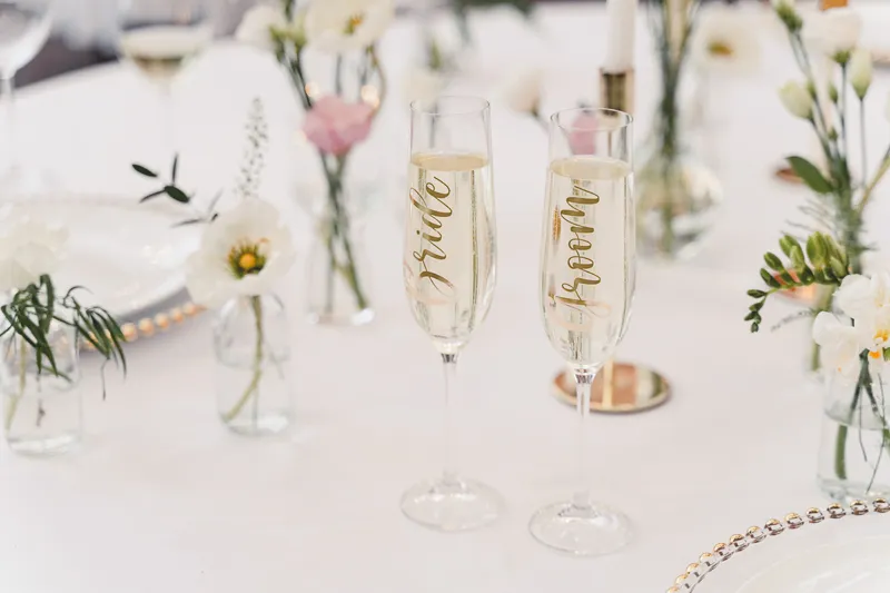 Naklejki na kieliszki, ''Bride & Groom'' złoty